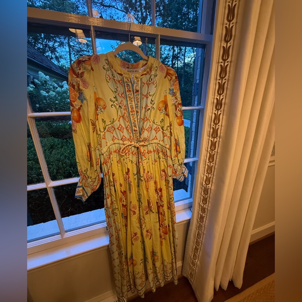 HUNTER BELL Light Yellow Floral Tie-Waist Maxi Dress